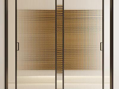 Modern Sliding Doors With Grid Pattern And Metal Frame For Interior Design 3d model