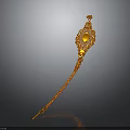 Elegant Golden Bracelet With Intricate Floral Design And Yellow Gemstone Chain