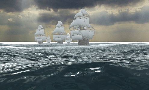 Sailing Sea Fleet Sea 3d model