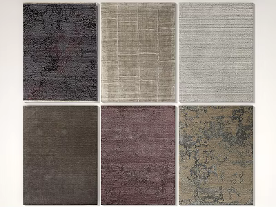 Various Square Rugs With Textured Patterns And Different Color Designs 3d model