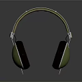 Green And Brown Headphones With Wooden Elements And Metal Parts Modern Design