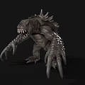 3D Rendering of Fierce Monster With Sharp Spikes Claws and Menacing Teeth