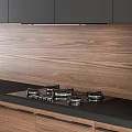 Modern Kitchen Interior With Dark Wooden Cabinets Sink Stove And Oven
