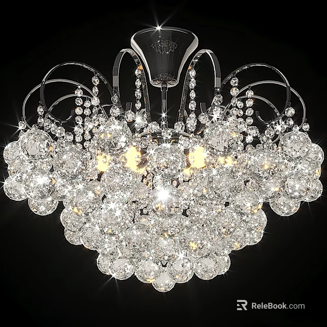 Elegant Crystal Chandelier With Sparkling Glass Beads And Metal Frame Design 3d model 