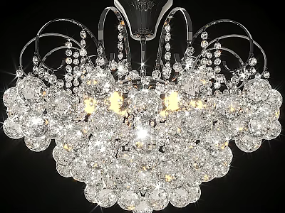 Elegant Crystal Chandelier With Sparkling Glass Beads And Metal Frame Design 3d model