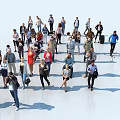 Diverse Group of People with Various Outfits Standing and Interacting in Open Space