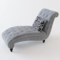 Gray Tufted Velvet Lounge Chair With Black White Swirl Pattern Pillow And Dark Legs