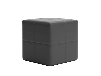 Modern Black Square Leather Ottoman with Stitched Details for Living Room Use 3d model