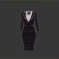 Elegant Black Formal Dress With White Collar And Decorative Trim