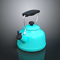 Turquoise Kitchen Kettle With Black Handle And Spout For Daily Use