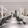 Stylish Modern Hair Salon Interior Design With Comfortable Chairs Mirrors Lighting And Marble Counters