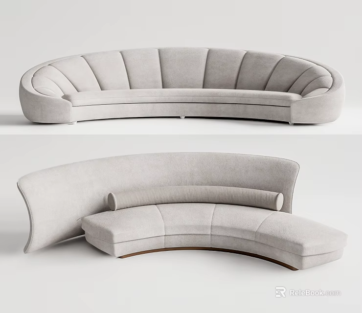 Modern Irregular Shaped Sofa With Curved Design And Comfortable Upholstered Seats 3d model