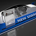 Showcase Display Shelves For New Energy Vehicle Model With Blue Platform Screen And Sign