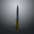Tactical Military Style Weapon Knife with Serrated Blade and Yellow Handle Grip