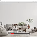 Quiet sofa tea table combination 3d model