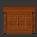 Red Solid Wood Carved Entry Door with Decorative Columns and Classic Frame Design