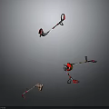 Fisherman Using Red Black Green Fishing Rods To Catch Freshwater Fish In Lake