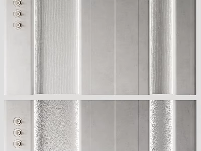 Modern Elegant White Background Wall With Metal Panels And Decorative Buttons 3d model