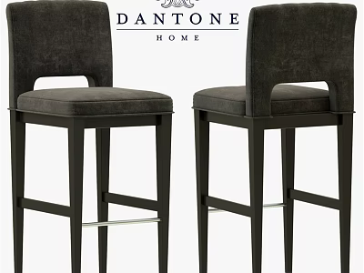 DANTONE HOME Modern Bar Stool With Dark Gray Upholstered Seat And Metal Frame 3d model