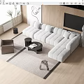 Modern Living Room Interior With Sofa Coffee Table Set Accent Chair And Area Rug