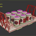 Multiple Radioactive Cans Arranged on White Metal Storage Rack