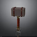 Decorative Red Strapped Hammer With Square Head And Metal Handle Base