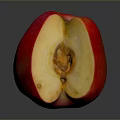 Fresh Red Apple With Bitten Section Juicy Flesh On Gray Background