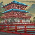 attic of drum tower in tang dynasty 3d model