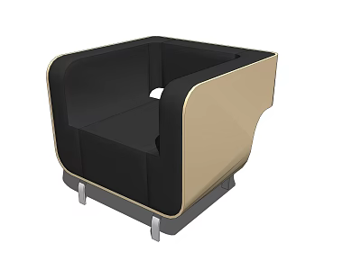 Elegant Modern Single Seater Sofa Featuring Black And Beige Minimalist Design With Metal Legs 3d model