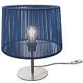 Two Blue Woven Texture Table Lamps With Metal Round Base Illuminated 3d model