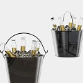 Stainless Steel Ice Buckets Filled With Beer Bottles And Ice Cubes For Party Use