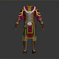 Colorful Traditional Decorative Costume With Golden Accents Red Pink Details And Armored Elements