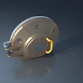 Golden Metal Swing Door Component With Circular Plate And Yellow Handle