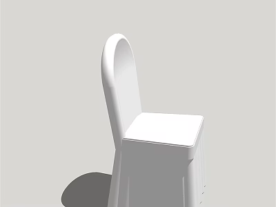 Modern White Single Chair With Curved Backrest Square Seat Minimalist Design 3d model