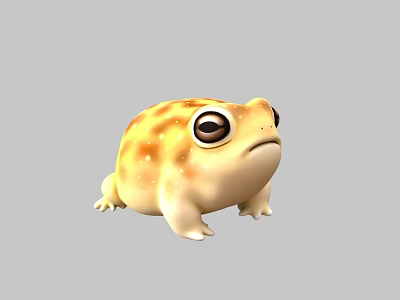 Cute Cartoon Aquatic Frog With Yellow Body White Spots And Large Eyes 3d model