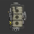 Heavy Duty Mechanical Equipment With Metal Casing Flame Logo Exhaust Pipes And Gear Components