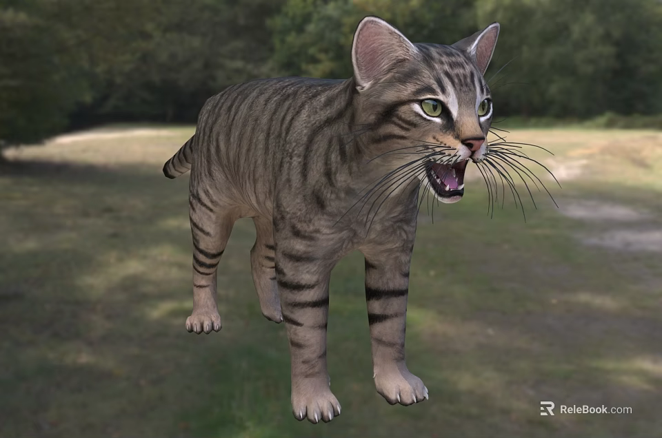 Striped Reptile In Outdoor Grassland Area 3d model 