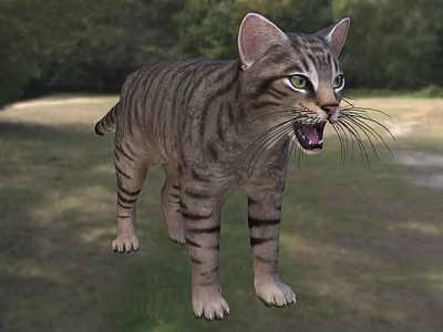 Striped Reptile In Outdoor Grassland Area 3d model