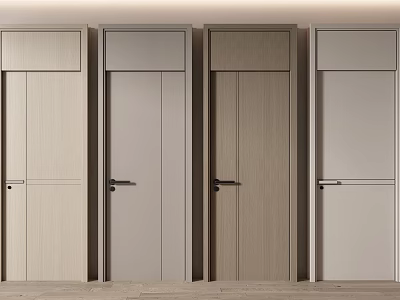 Modern Hinged Doors in Wooden Panel Design with Neutral Tones for Interior Spaces 3d model
