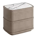 Modern Light Brown Nightstand With Two Drawers And Marble Top 3d model