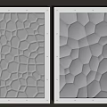 Decorative Ceiling Panels Featuring Hexagonal Honeycomb And Irregular Pebble Textures In Silver 3d model