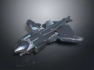 Futuristic Black Multi Wing Cosmic Spaceship With Aerodynamic Design And Illuminated Details 3d model