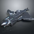 Futuristic Black Multi Wing Cosmic Spaceship With Aerodynamic Design And Illuminated Details