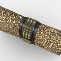 Leopard Print Clutch Bag With Black Strap Gold Studs And Gold Lock