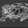 Car Exploded View With Internal Components Frame Structure And Design 3d model