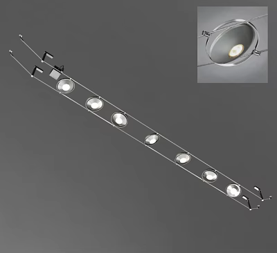 Modern Linear Chandelier With Multiple Light Heads And Metal Frame Structure 3d model