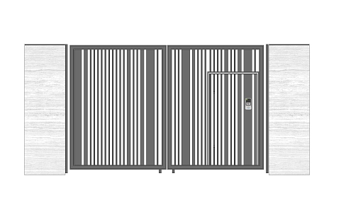 Modern Gate Residential Area Iron Door Entrance Door Grille Access Control Partition Mater Door Enclosure Fence Sub-entrance 3d model