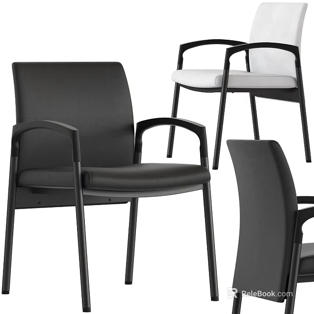 Black Upholstered Accent Chair With Ergonomic Armrests Modern Design And Sturdy Metal Frame 3d model 