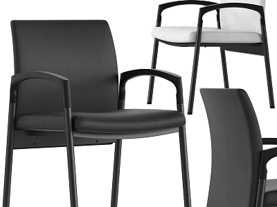 Black Upholstered Accent Chair With Ergonomic Armrests Modern Design And Sturdy Metal Frame 3d model
