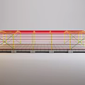 Industrial Workshop Steel Structure Frame With Red And Yellow Components And Gray Platform